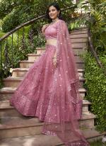 Net Pink  Wedding Wear Embroidery Sequence Work Lehenga Choli